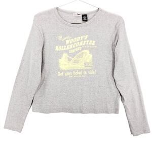 LEI Shirt Girls Extra Large Gray Woodys Rollercoaster Company Print Long Sleeve